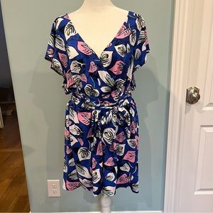 ELOQUII women’s blue and pink lily romper shorts. Size 18/20